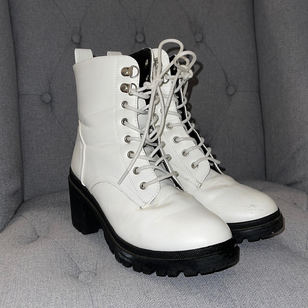 White heeled boots